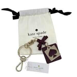 Kate Spade New York Cutout Spade Gold Key Chain Fob Bag Charm Deep Plum Leather